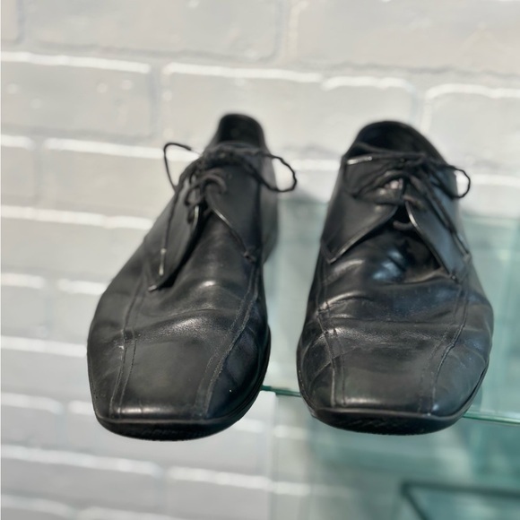 Prada Black Leather Mens Dress Shoes size 8.5 - Picture 1 of 16